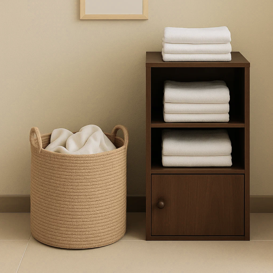 Sophie – Stilvoller geflochtener Handtuchkorb – Platzsparendes Design